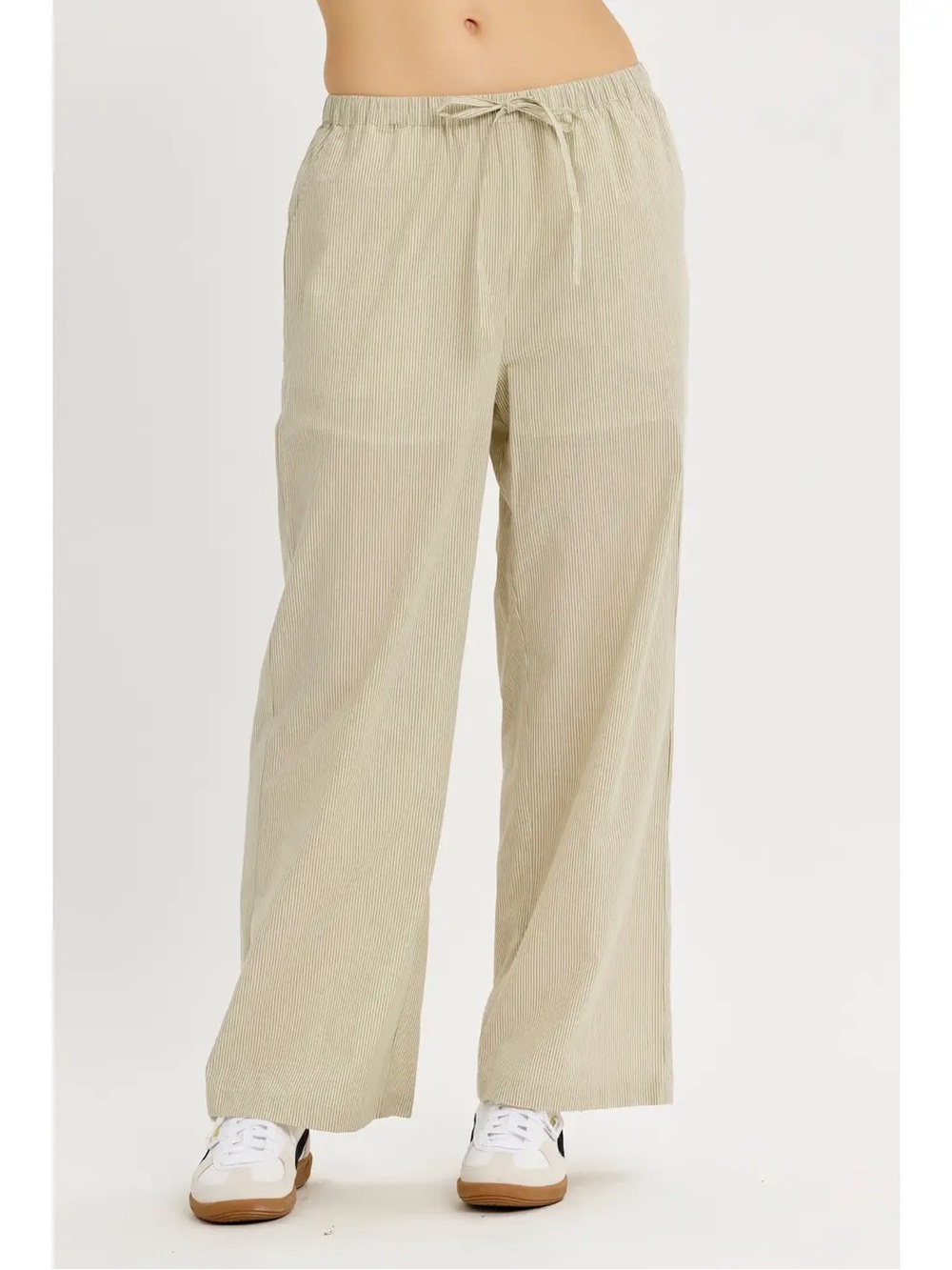 (106) Cotton Stripe Straight Pants with Pockets - S - NWT - Picture 1 of 4